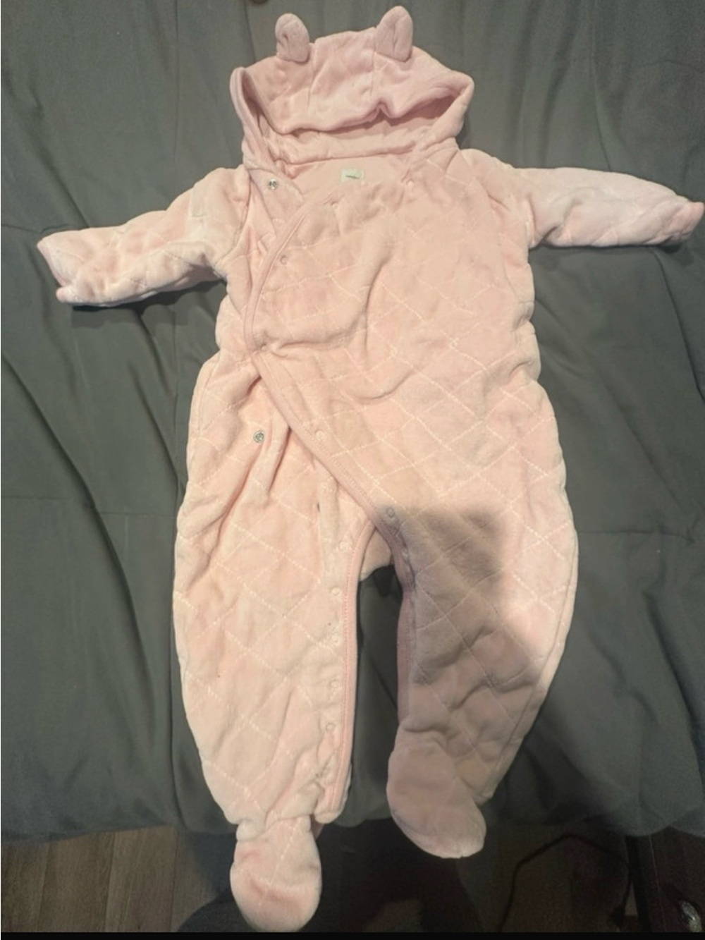 Soft Pink Quilted Hooded Baby One-Piece Snowsuit by Baby Gap size- 6-12 months